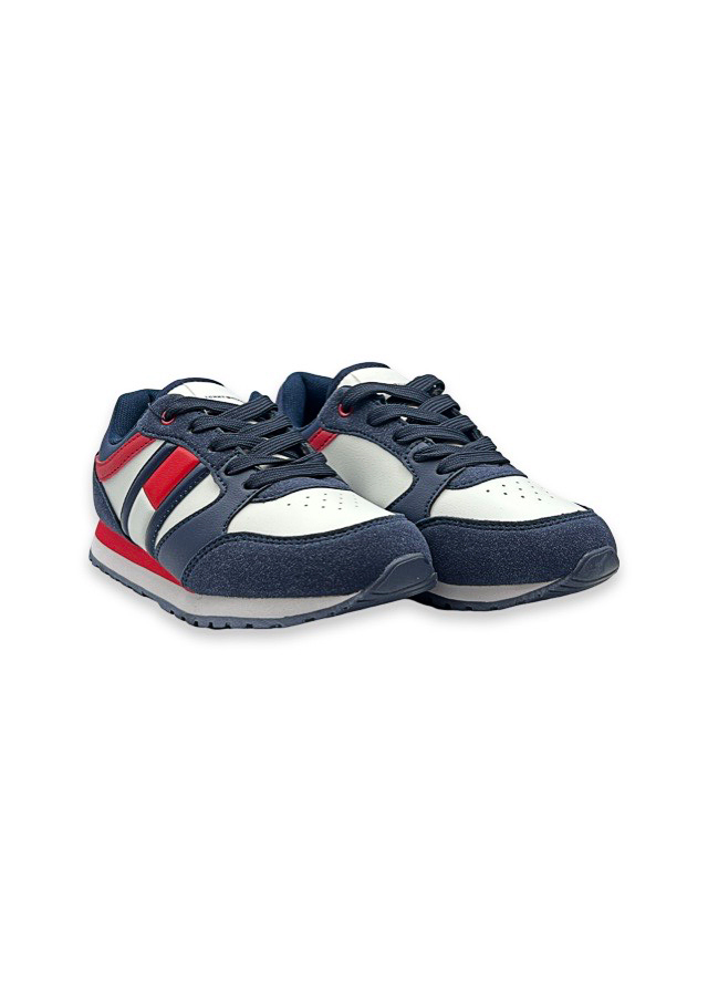 Кроссовки з білими та червоними вставками для мальчика темно-синие TOMMY-HILFIGER США