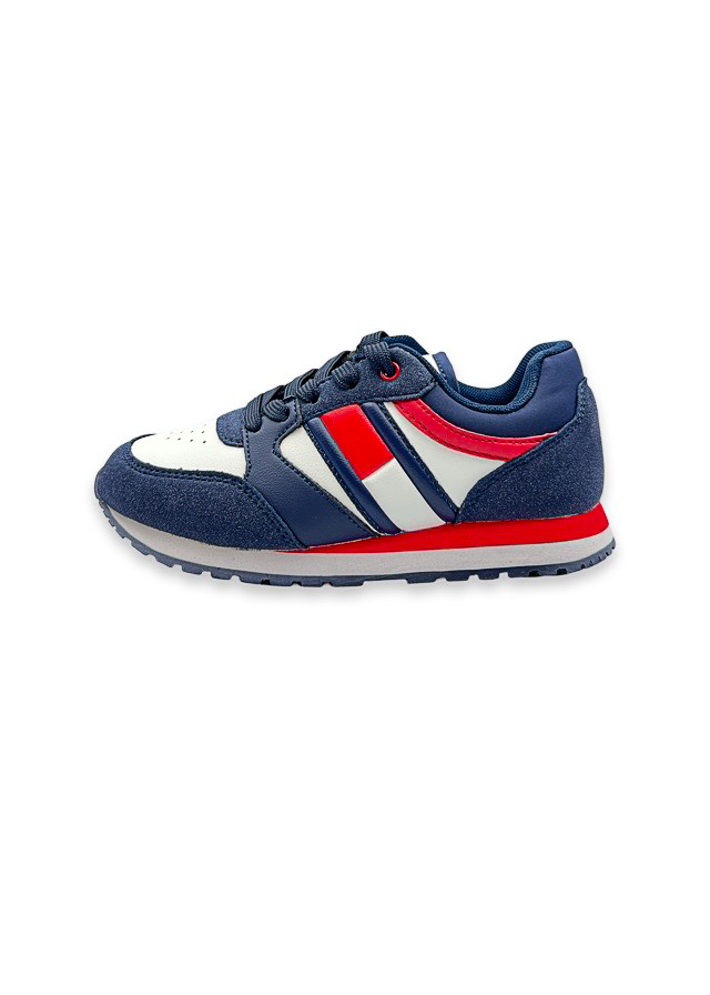Кроссовки з білими та червоними вставками для мальчика темно-синие TOMMY-HILFIGER США