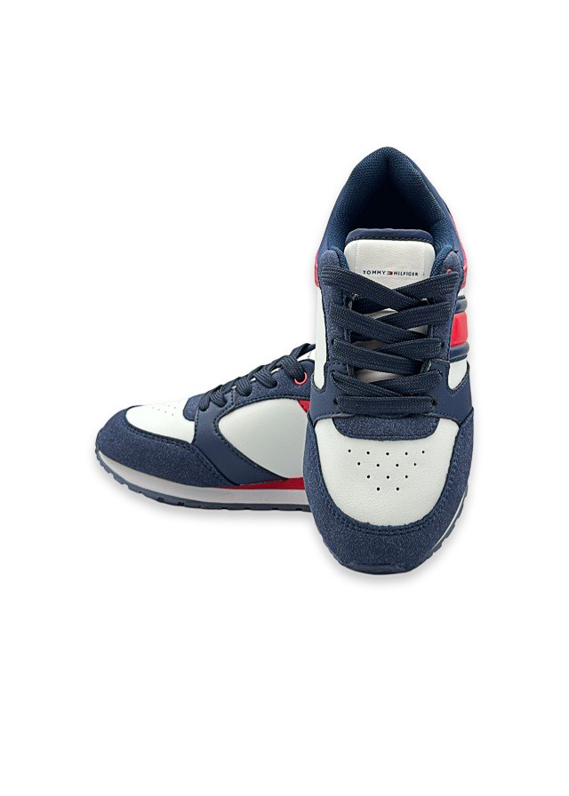 Кроссовки з білими та червоними вставками для мальчика темно-синие TOMMY-HILFIGER США