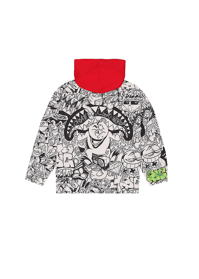 Куртка з червоним капюшоном для мальчика белая SPRAYGROUND США