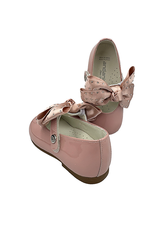 Туфлі лакові (бантик в камінцях) для дівчинки рожеві ANDANINES Іспанія
