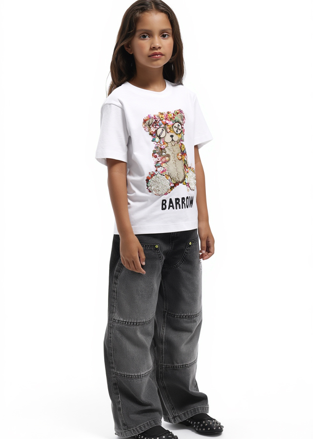 Футболка для девочки белая BARROW Kids Италия
