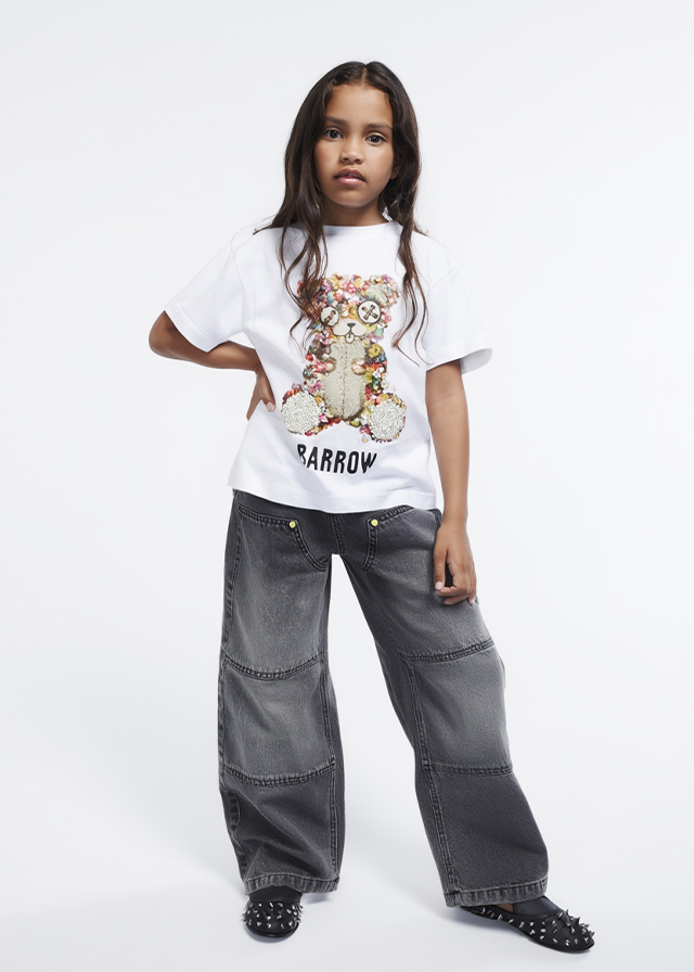 Футболка для девочки белая BARROW Kids Италия