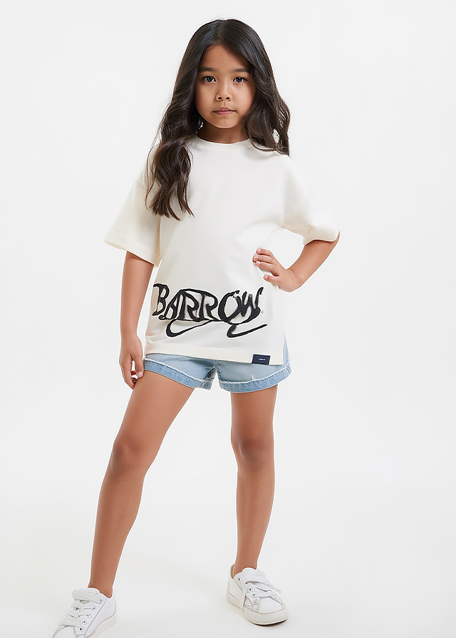 Футболка для девочки белая BARROW Kids Италия