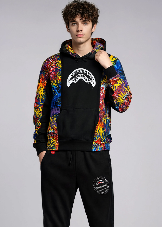 Пуловер утеплений, з капюшоном для хлопчика чорний SPRAYGROUND США