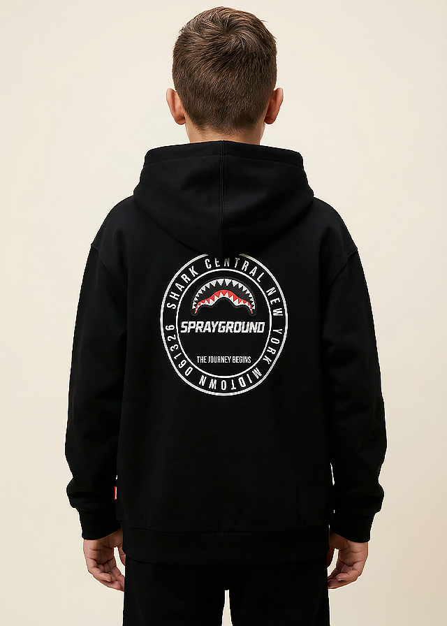 Кофта утепленная, с капюшоном для мальчика черная SPRAYGROUND США