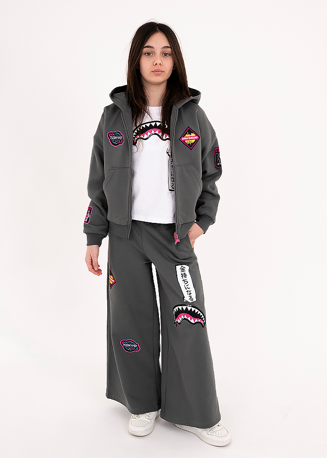 Кофта утеплена, з капюшоном для дівчинки сіра SPRAYGROUND США