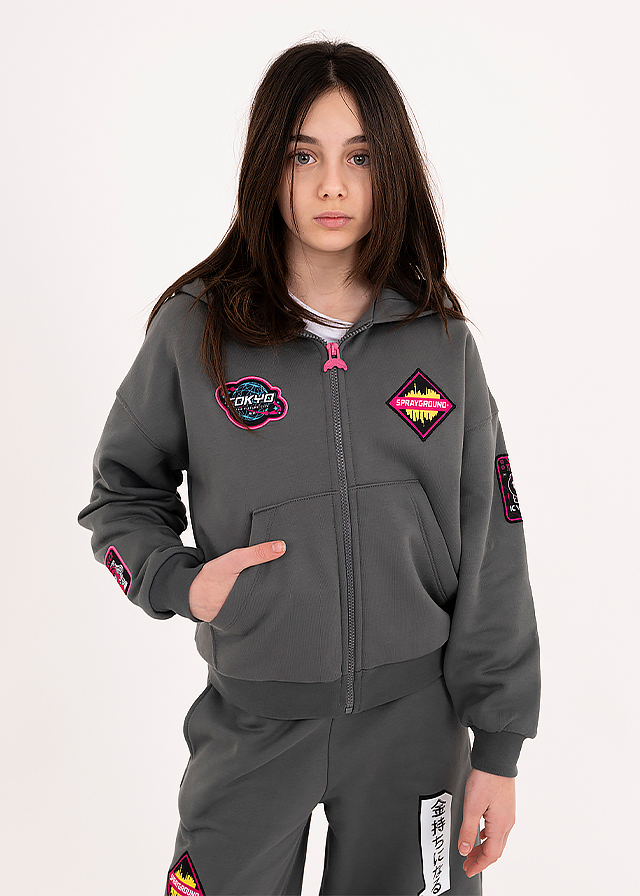 Кофта утеплена, з капюшоном для дівчинки сіра SPRAYGROUND США