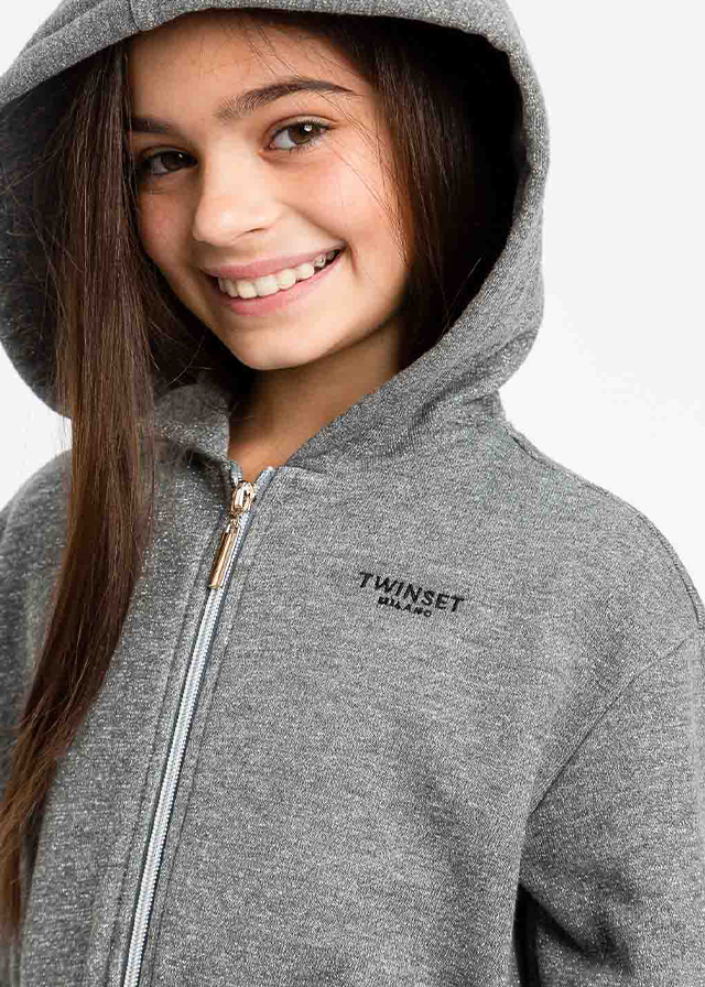 Кофта з капюшоном (утеплена) для дівчинки сіра TWINSET Італія