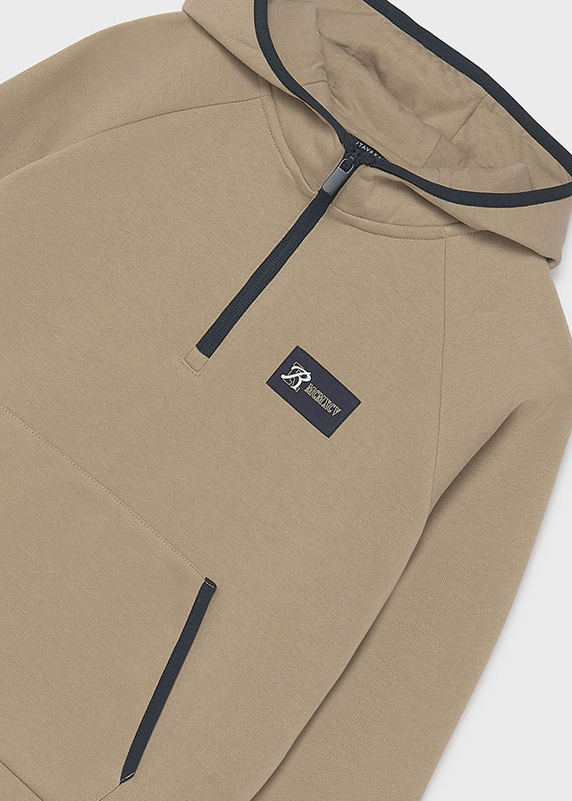 Пуловер с капюшоном (утепленный) для мальчика бежевый Mayoral Испания