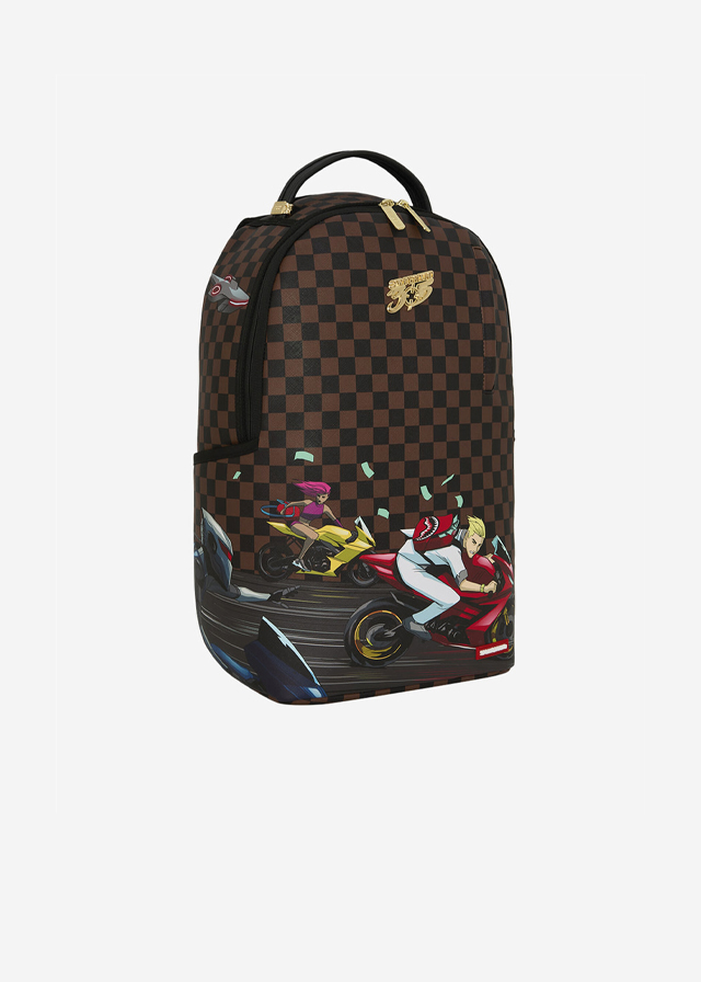 Рюкзак 46см х 15см х 29см (коричнева клітинка) для хлопчика чорний SPRAYGROUND США