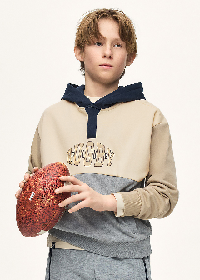 Пуловер з капюшоном для хлопчика бежевий Mayoral Іспанія