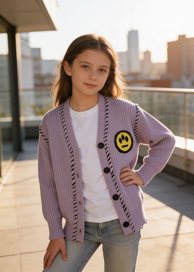 Кофта в'язана для дівчинки бузкова BARROW Kids Італія