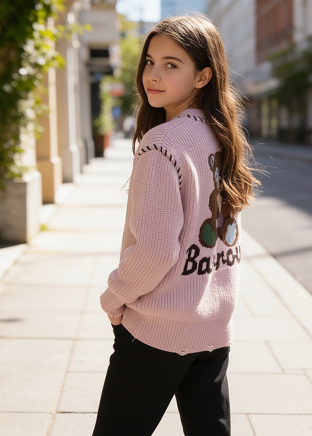 Кофта в'язана для дівчинки бузкова BARROW Kids Італія