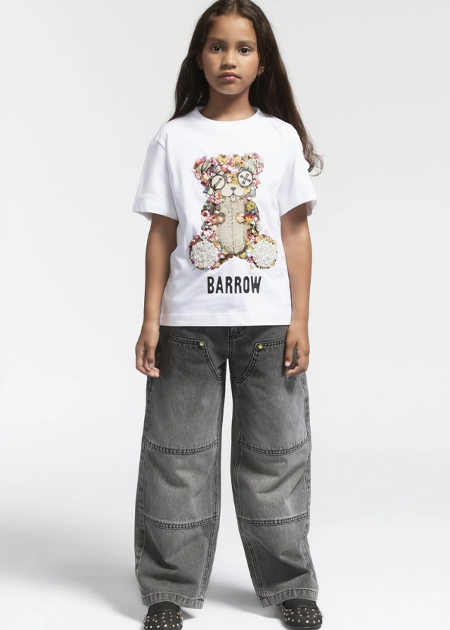 Футболка для дівчинки біла BARROW Kids Італія