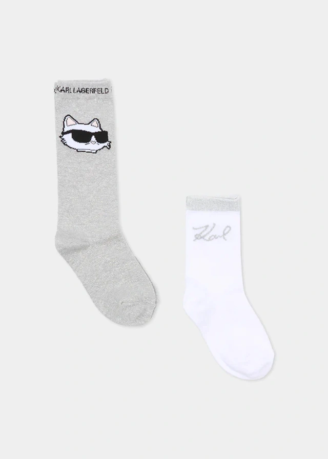 Шкарпетки + гольфи Білий, для дівчинки сріблясті Karl Lagerfeld Німеччина