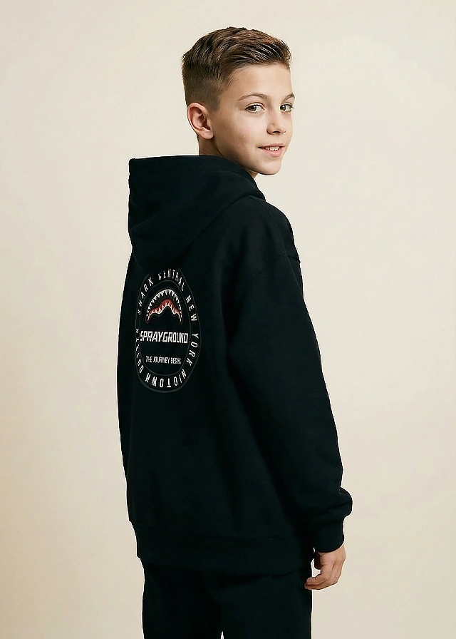 Кофта утеплена, з капюшоном для хлопчика чорна SPRAYGROUND США