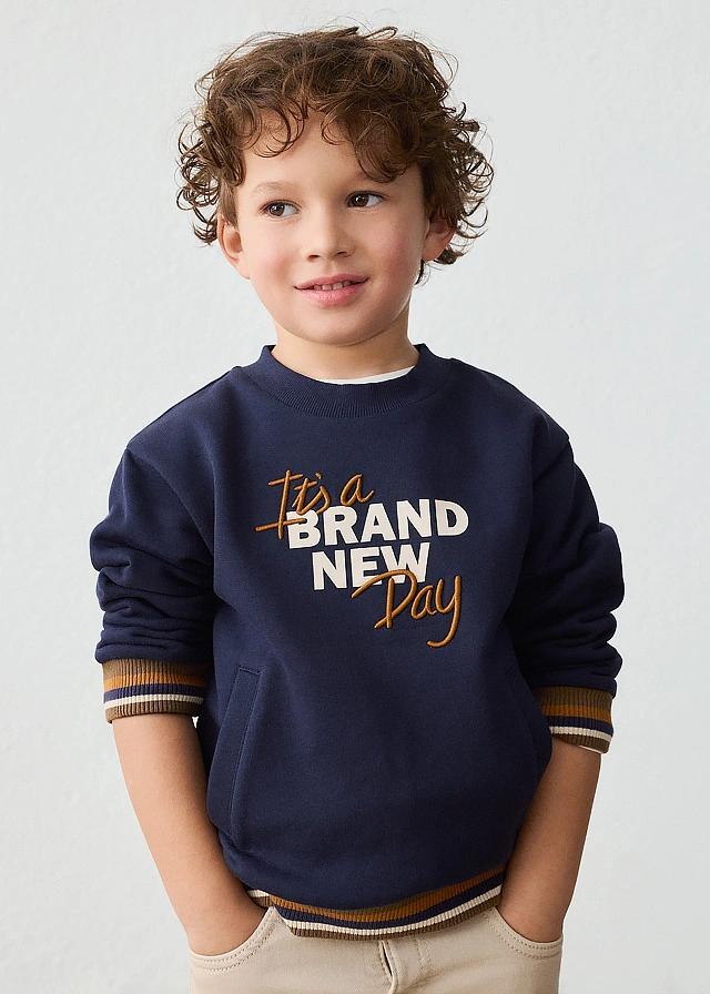 Пуловер (утепленный) для мальчика темно-синий Mayoral Испания