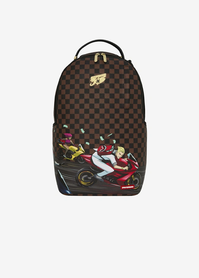 Рюкзак 46см х 15см х 29см (коричнева клітинка) для хлопчика чорний SPRAYGROUND США