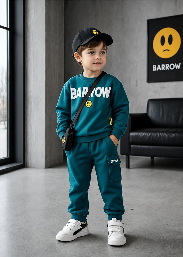 Комплект Пуловер + брюки (легке утеплення) для мальчика бирюзовый BARROW Kids Италия